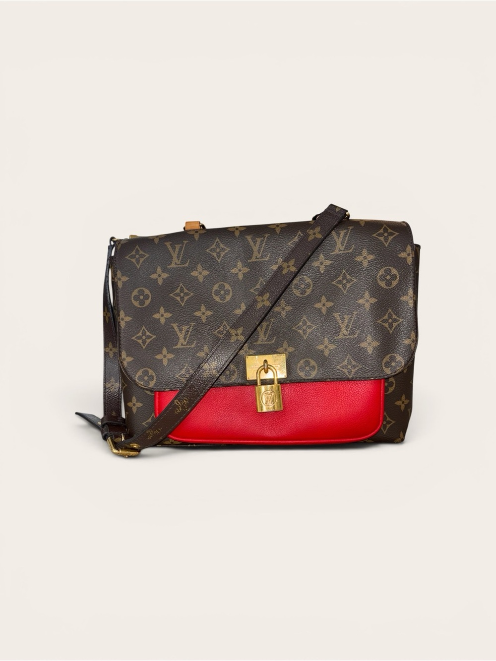 Louis Vuitton Monogram Messenger Bag with Red Leather Accent - Picture 1 of 6